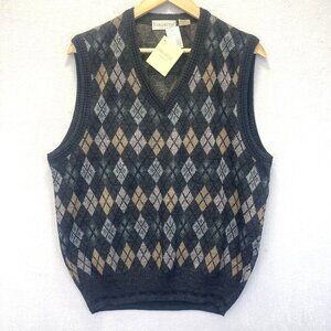 Vintage 90s NWT Collectif Italy Argyle Sweater Vest Medium Wool Blend Preppy